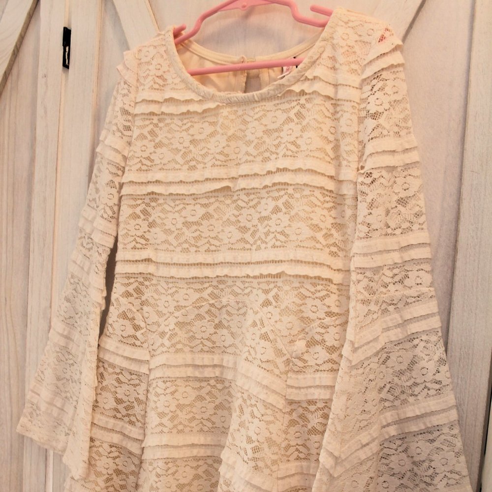 Boho Chic Cream Lace Twirl Dress Girls 7/8